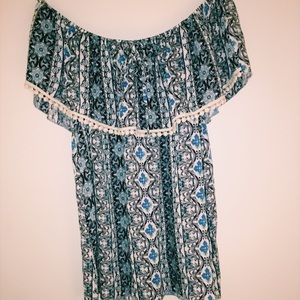 Patterned off the shoulder top